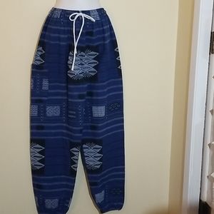 Funky Blue Tribal Print Streetwear Jogger Sz M/L